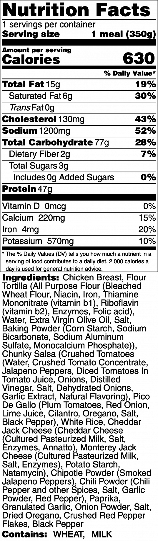 Chicken Burrito Wrap