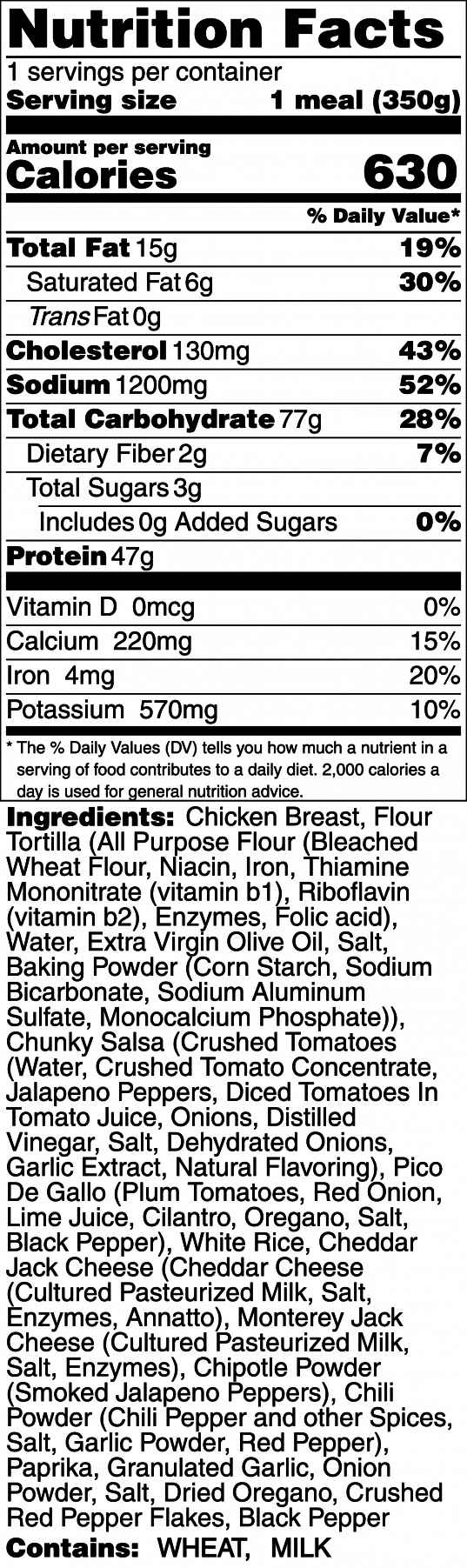 Chicken Burrito Wrap