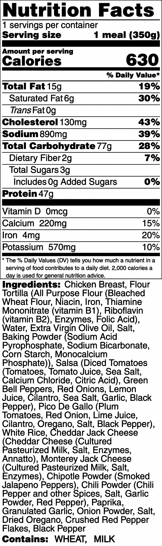 Chicken Burrito Wrap