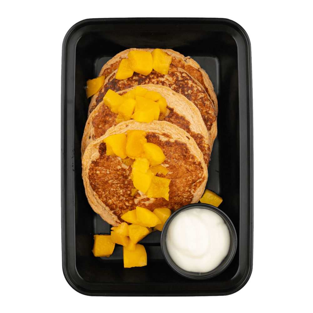 Peaches and Cream Protein Pancakes