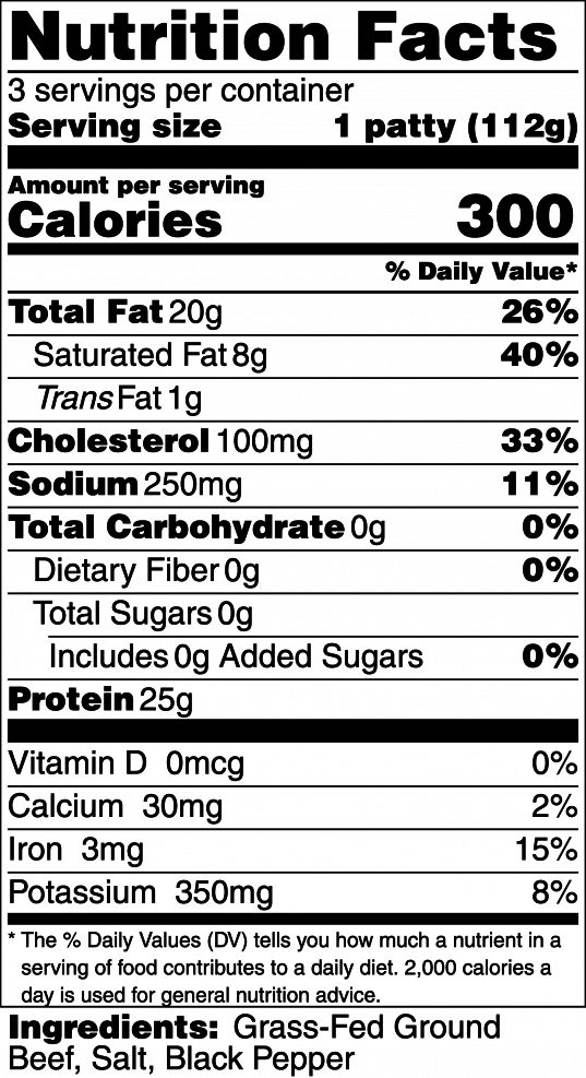 A La Carte - Grass-Fed Beef Burgers