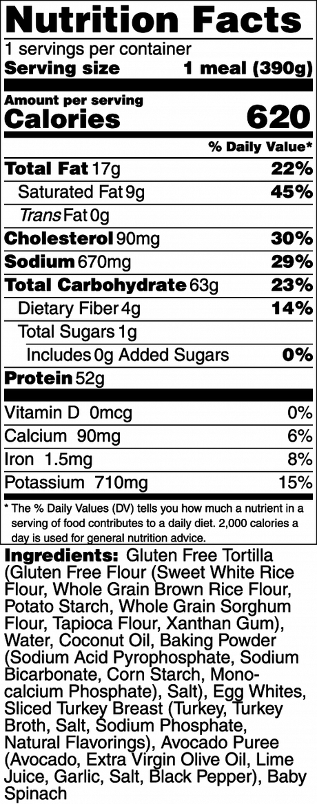 Turkey, Egg White & Avocado Wrap