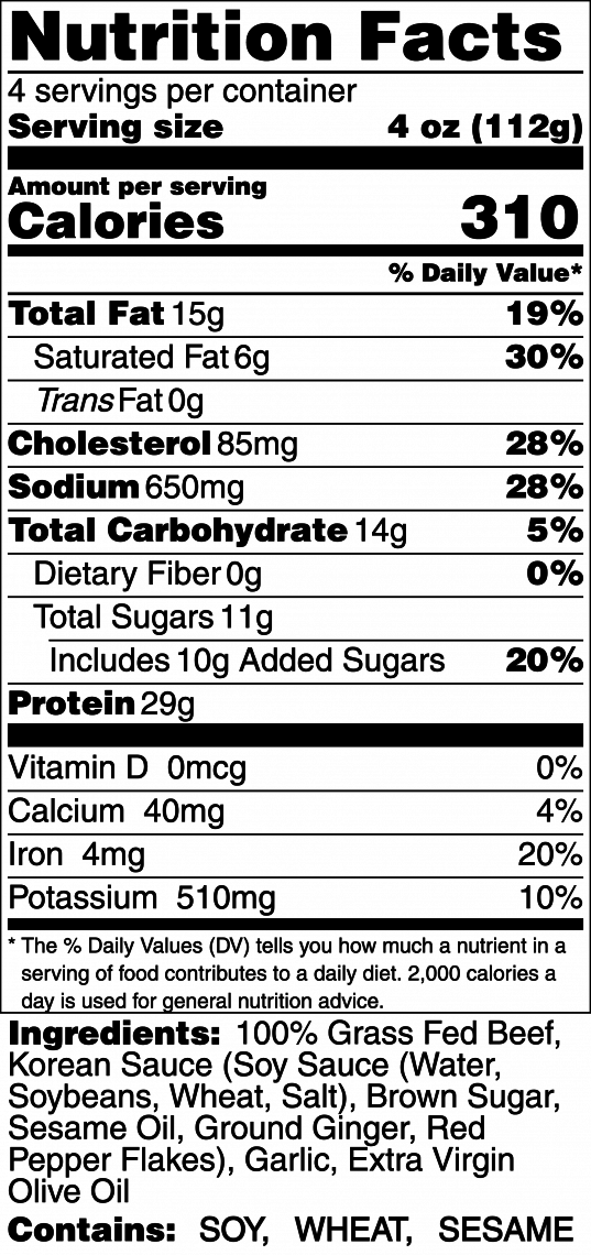 A La Carte - Korean Beef