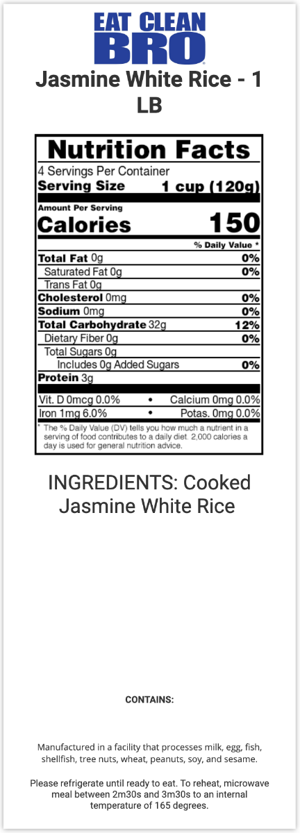 A La Carte Jasmine White Rice: Nutritional Info