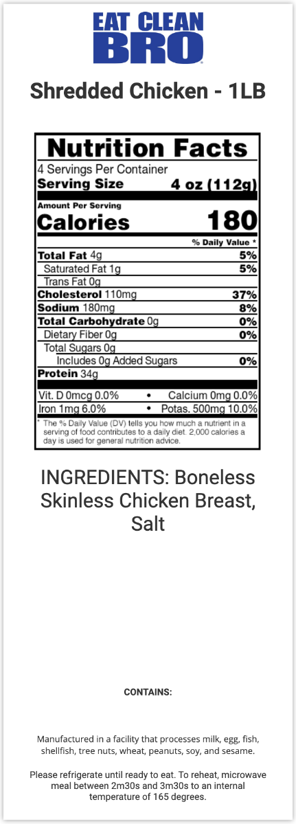 Serving Size Chicken Breast Oz Nutrition Information Shredded