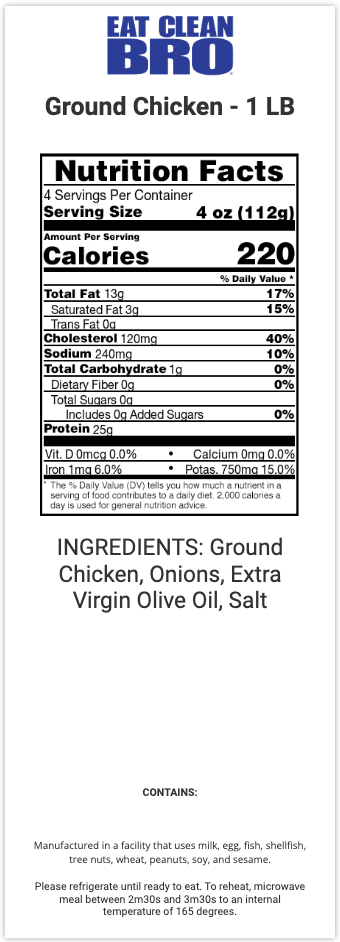 A La Carte Ground Chicken: Nutrition Facts