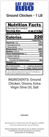 A La Carte Ground Chicken: Nutrition Facts