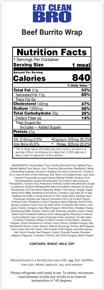 Beef Burrito Wrap: Nutrition Facts