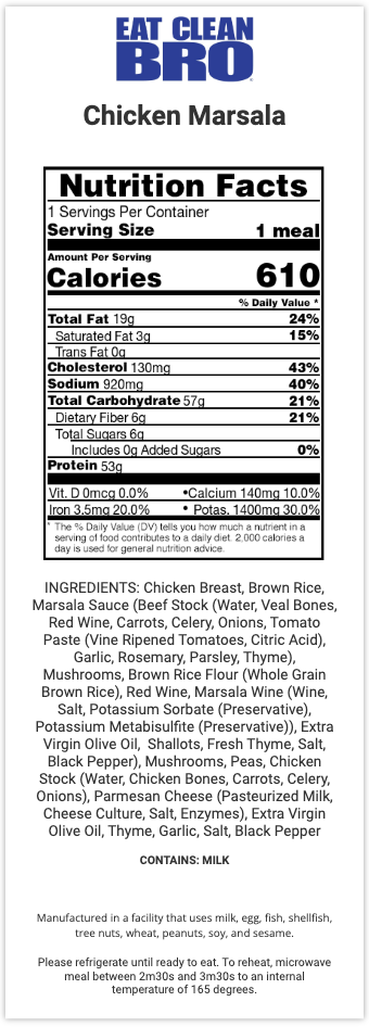 Chicken Marsala: Nutrition Facts