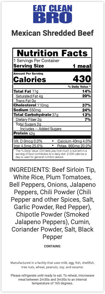 Mexican Shredded Beef: Nutrition Facts